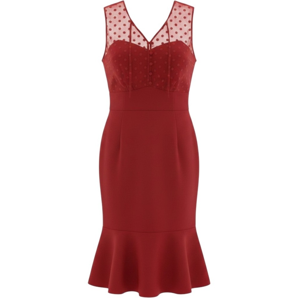 Torrid Retro Chic Red Polka Dot Mesh Mermaid Dress NWT Size 16 Pinup Rockabilly